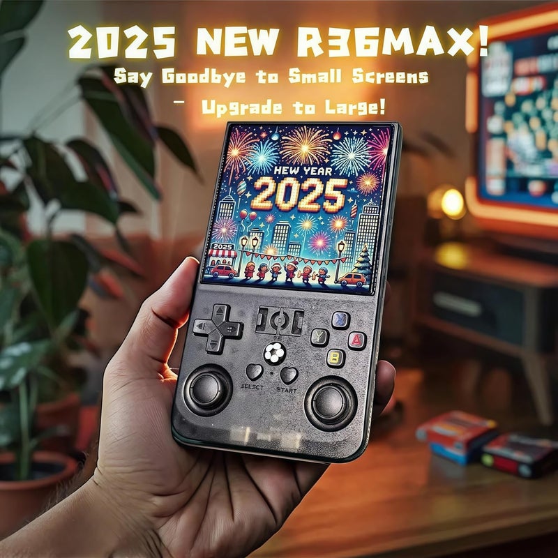 MYCHA Store 2025 جهاز ألعاب محمول ريترو R36MAX المطور، 128GB مدمج مع أكثر من 22,000 لعبة كلاسيكية، نظام لينكس مفتوح المصدر محمول، شاشة IPS 4.0 بوصة 4K HD ومشغل فيديو (رمادي 128G) - Image 2